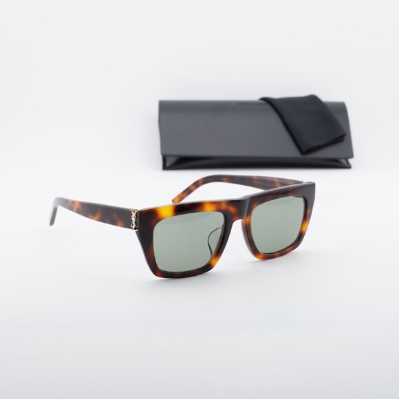 Saint Laurent SL M131/F 003 Square Sunglasses - Havana\Green
